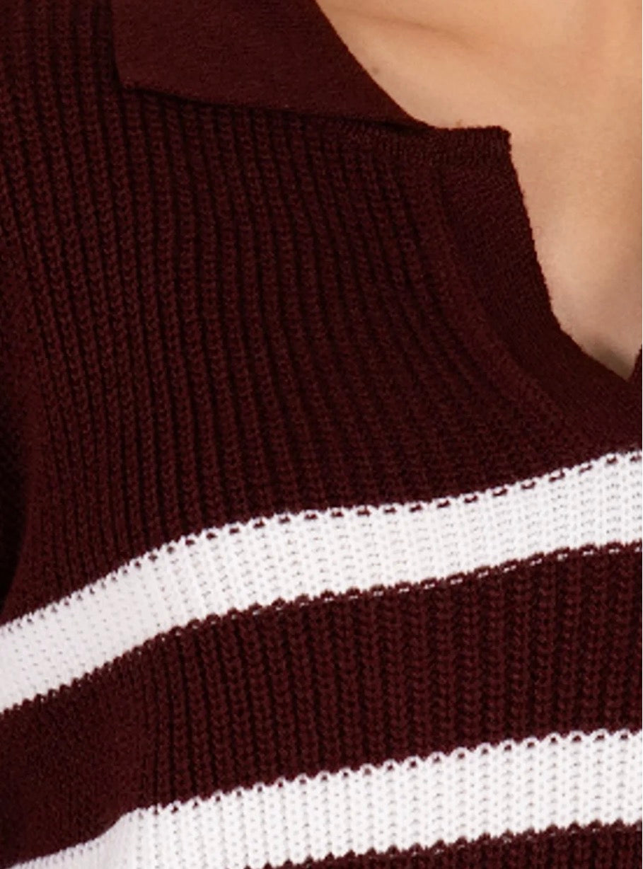 Blusa Tricot Fang Listras Gola Polo