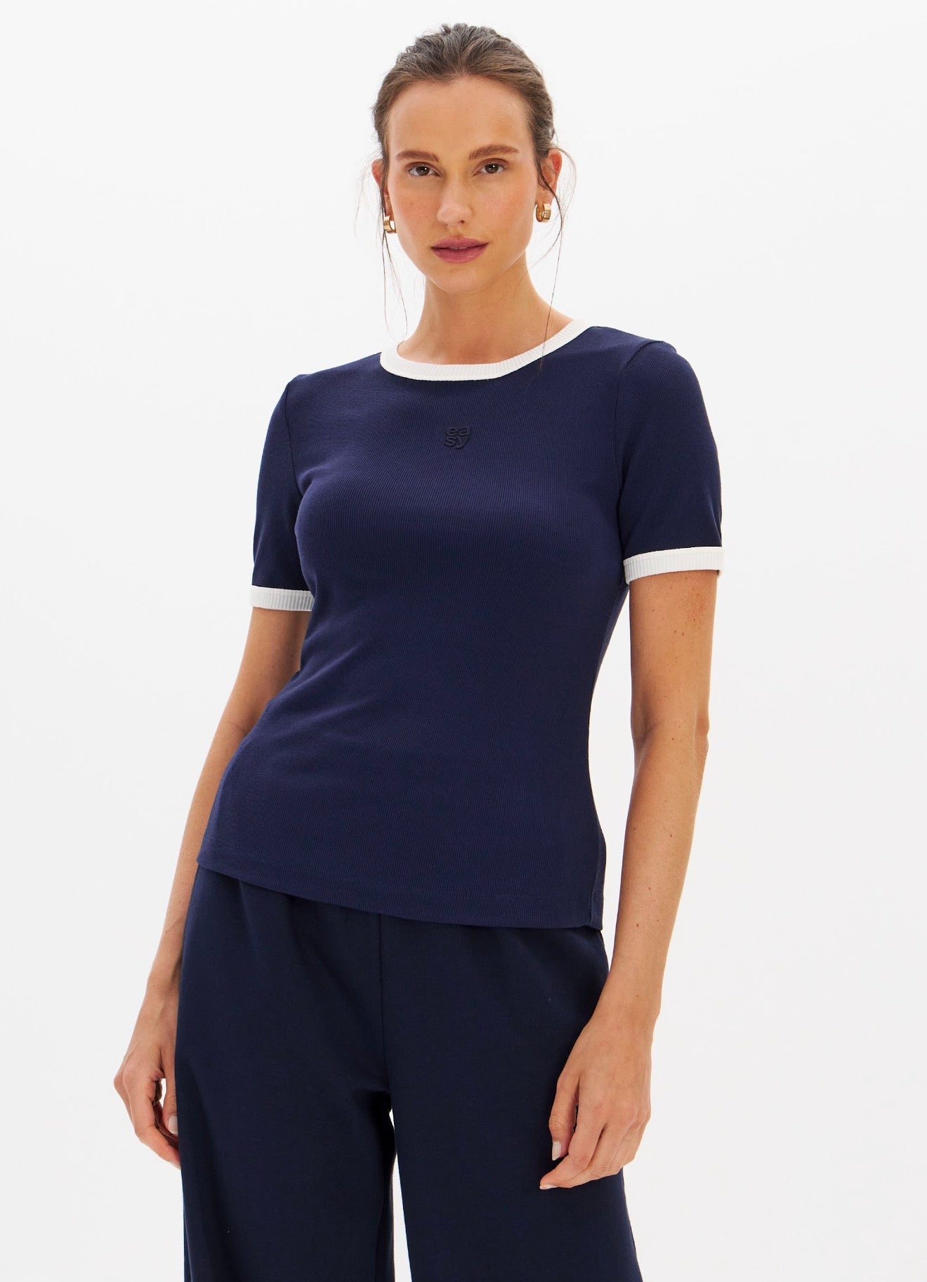 Blusa Canelada Manga Curta