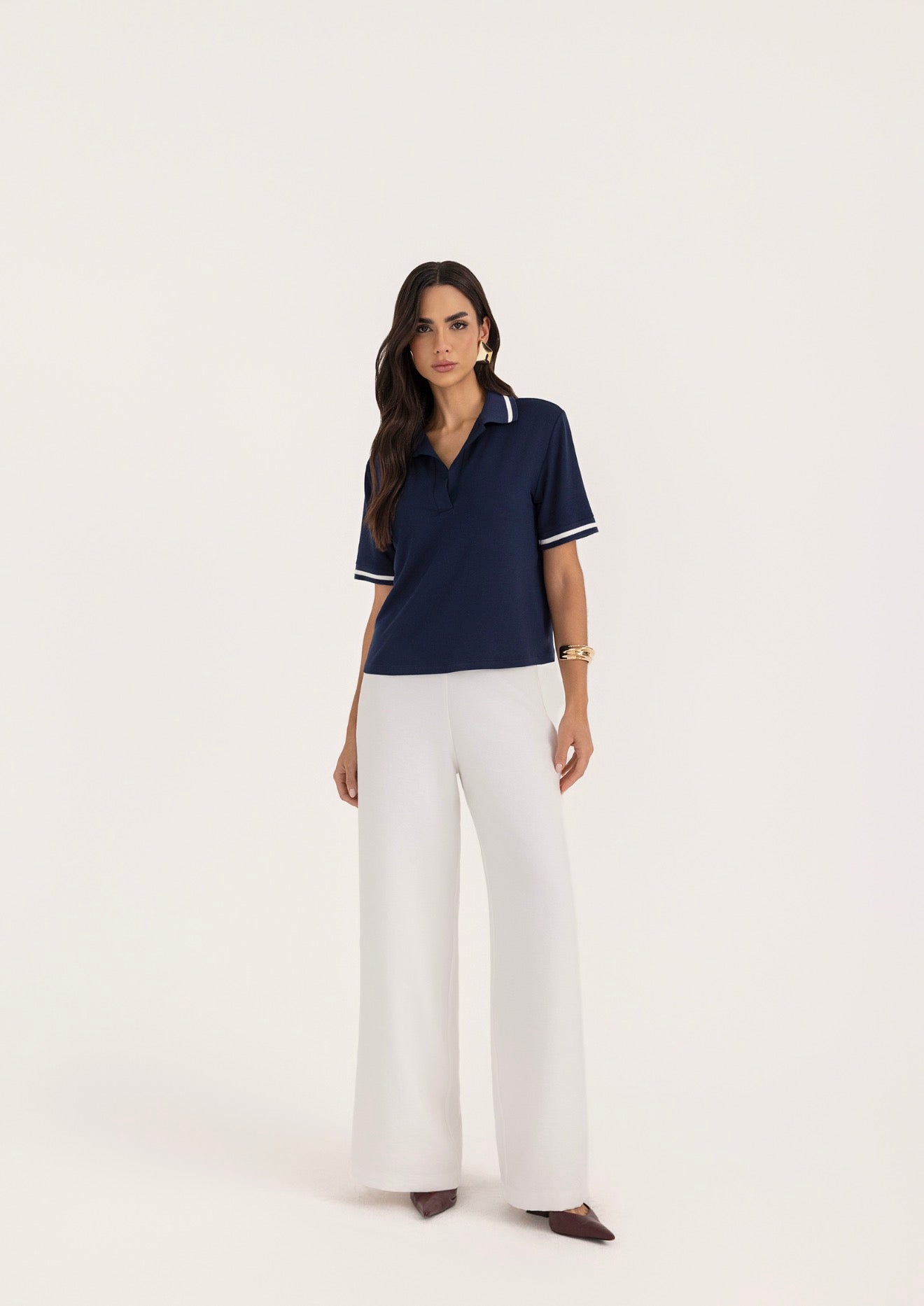 Blusa Polo com Ribana
