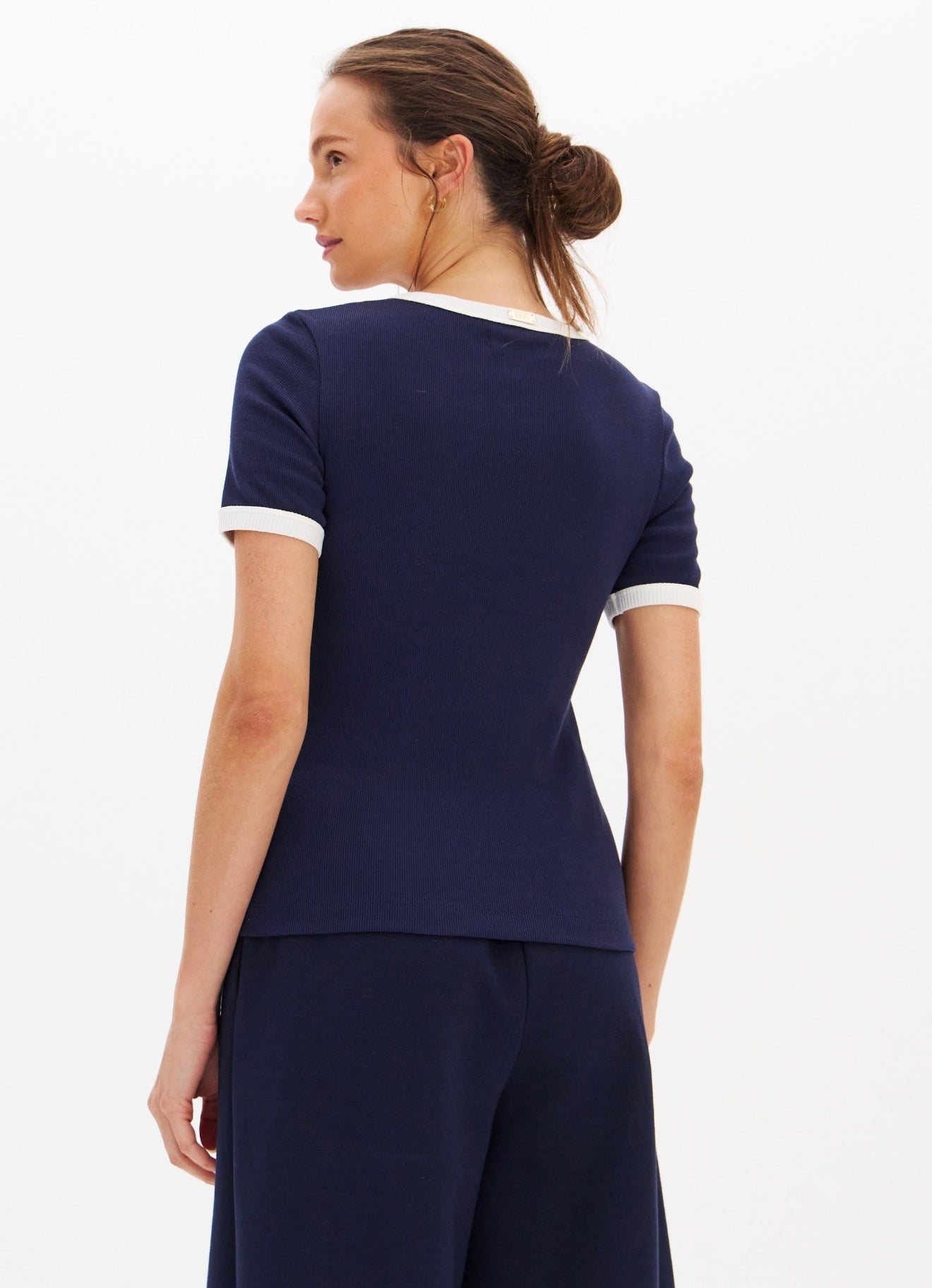 Blusa Canelada Manga Curta