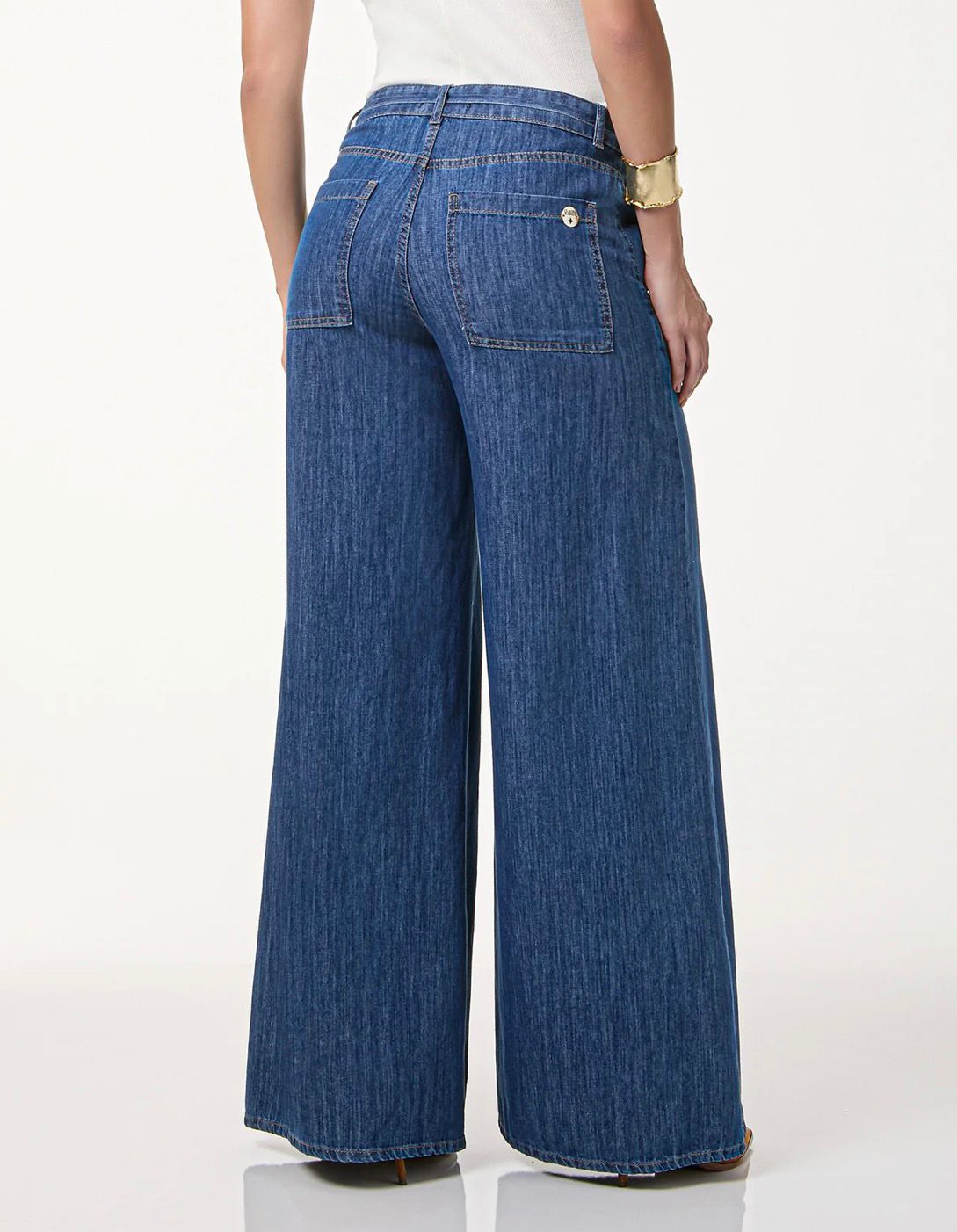 Calça Jeans Pantalona Feminina com Cinto