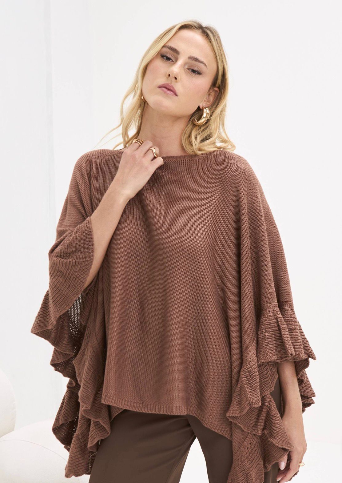 Poncho em Tricô Clara