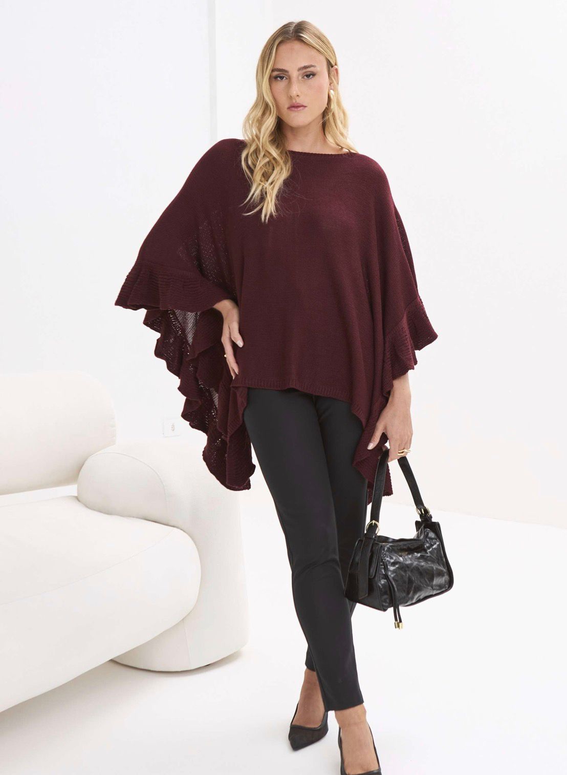 Poncho em Tricô Clara