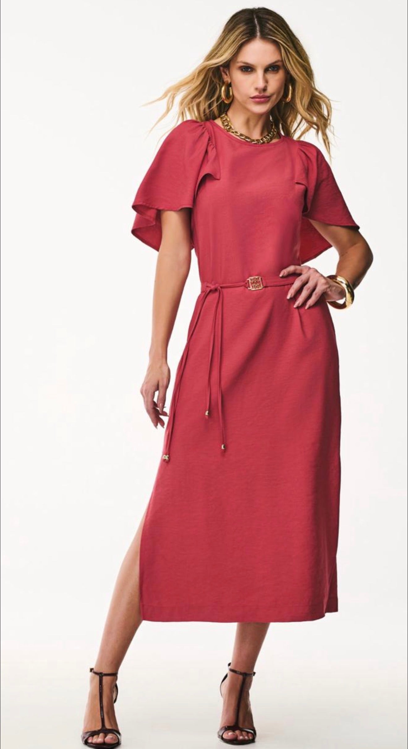 Vestido Midi com Cinto