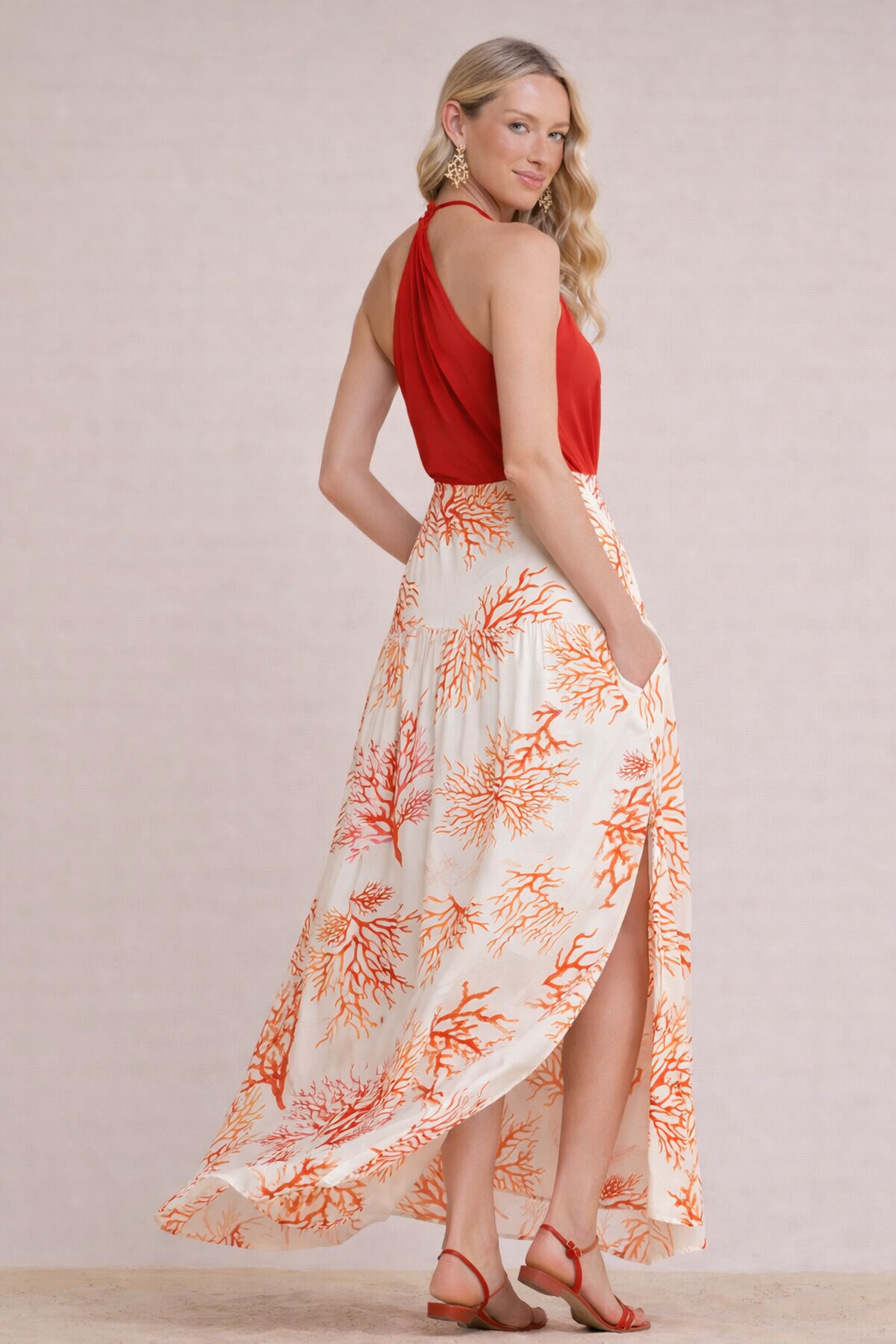Saia longa estampada
