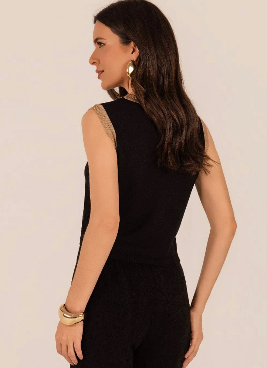 Cropped Tricot Regata detalhe Rayon