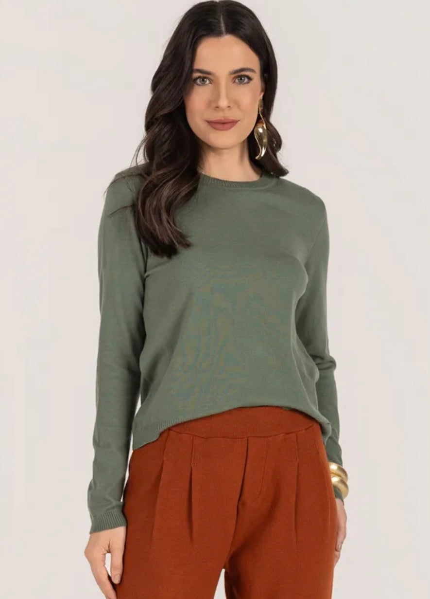 Blusa Tricot Clássica Gola Redonda
