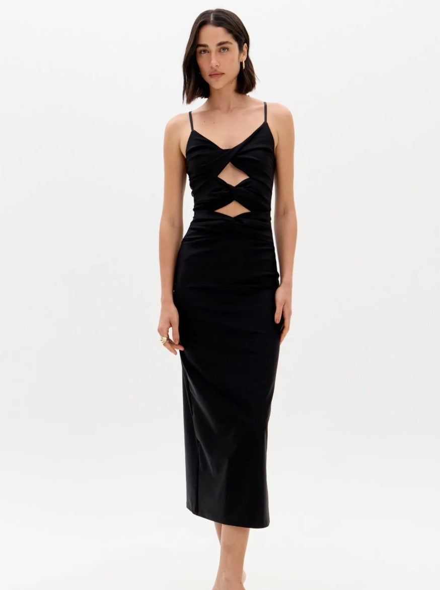 Vestido Super Midi de Alças com Torções