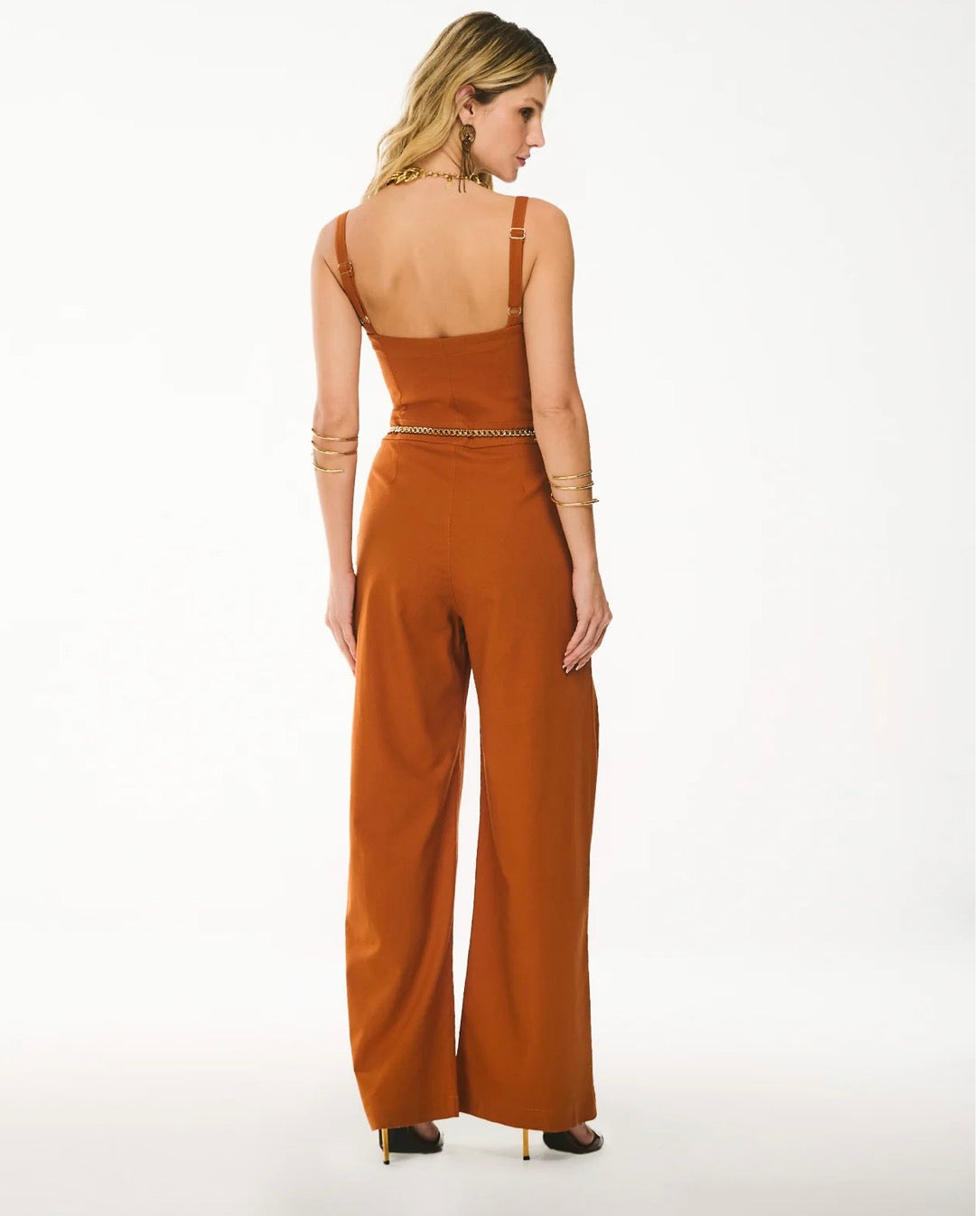 Macacão Wide Leg com Prega