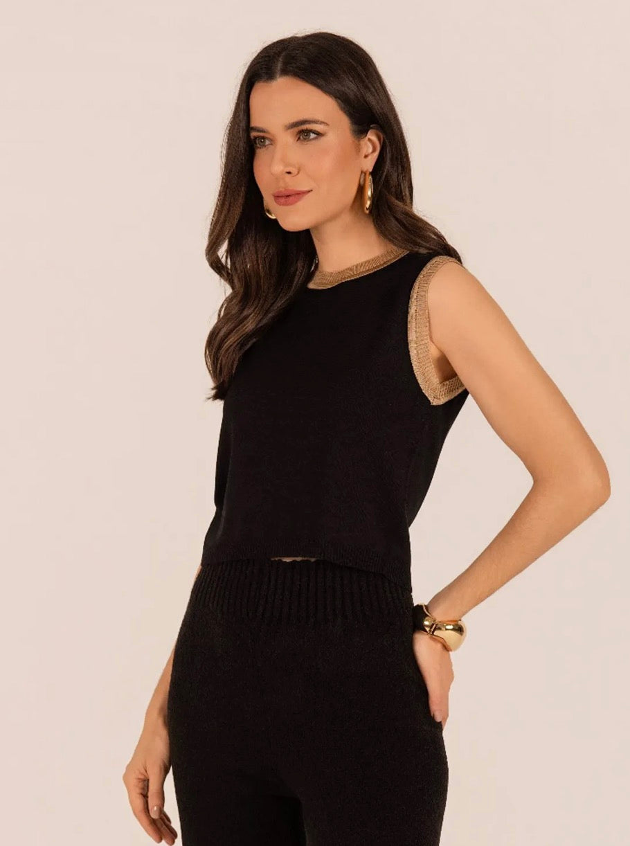 Cropped Tricot Regata detalhe Rayon