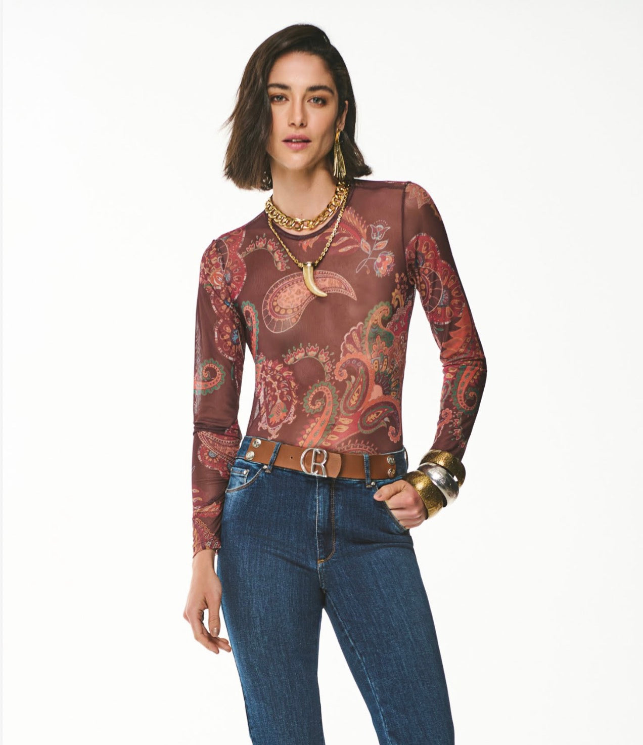 Blusa em Tule Estampada Bruma