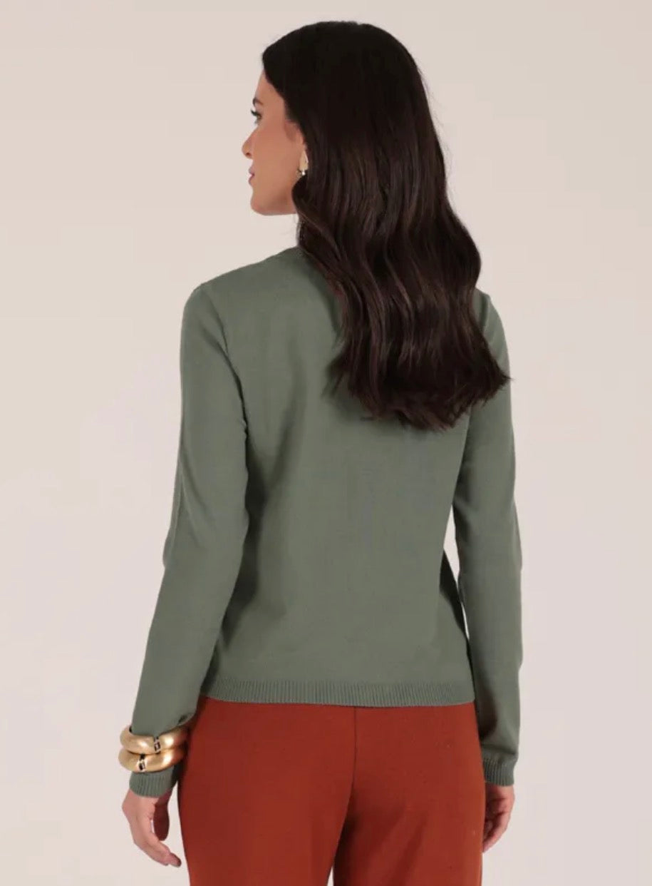 Blusa Tricot Clássica Gola Redonda