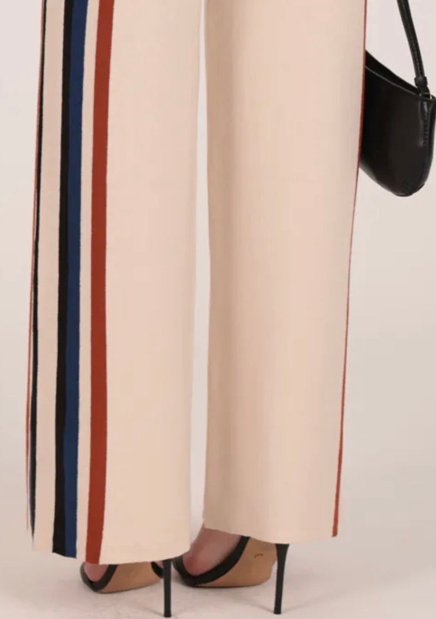 Calça Tricot Modal Listras Lateral