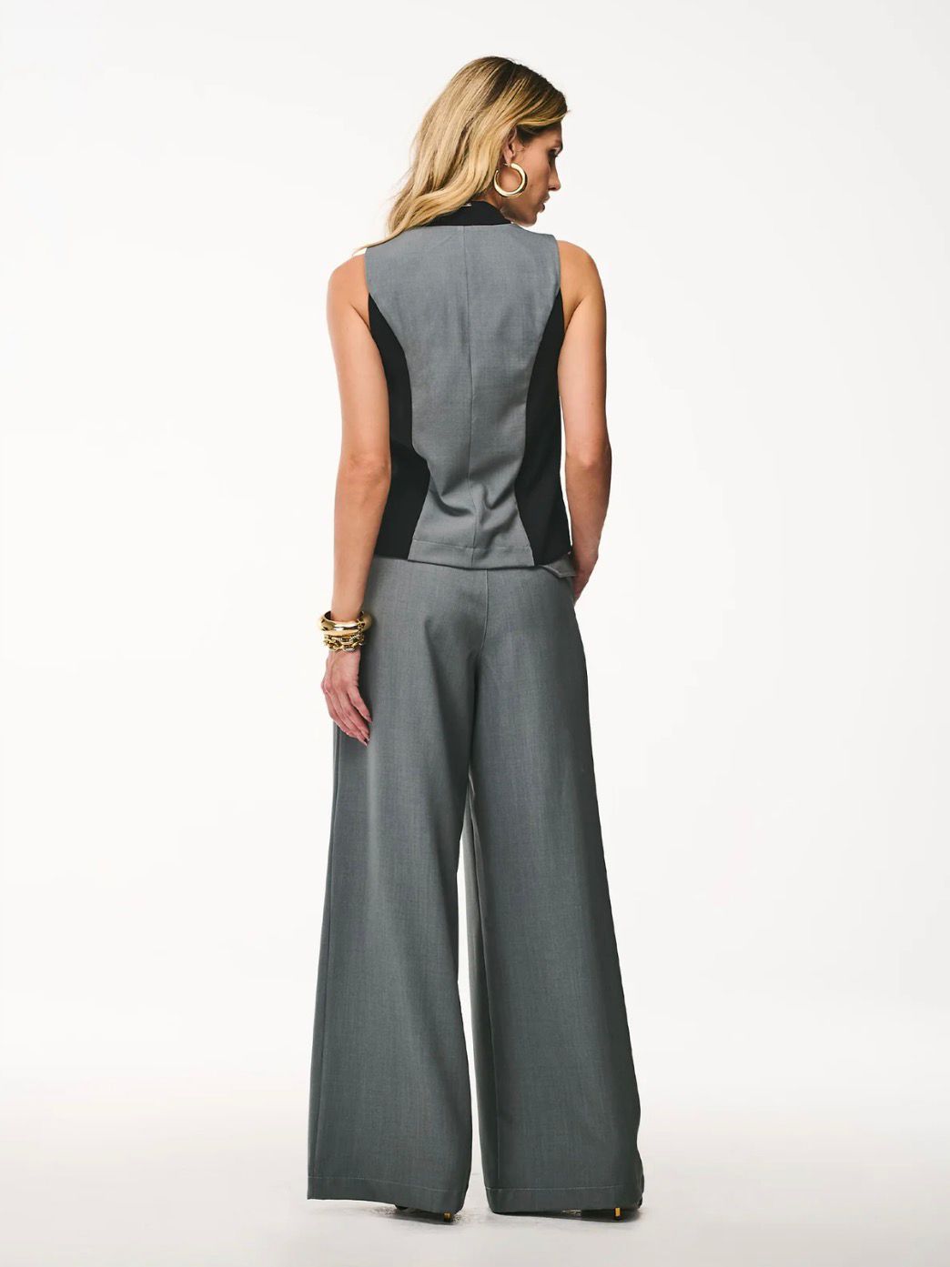 Calça Wide Leg de Alfaiataria Feminina Cintura Alta