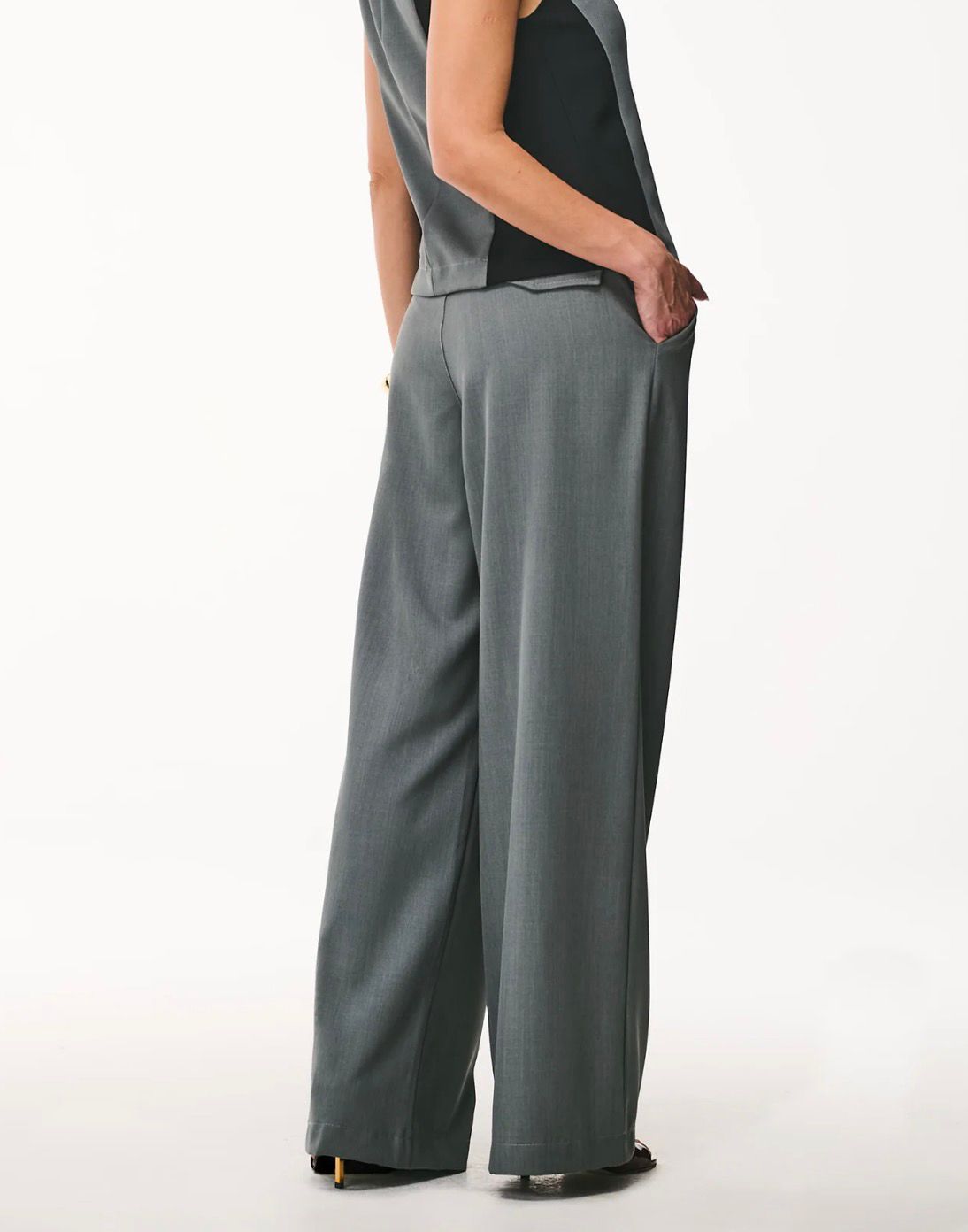 Calça Wide Leg de Alfaiataria Feminina Cintura Alta